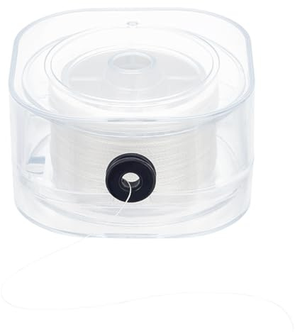 PH PandaHall 0.2mm Fil à Perles Blanc Fil de Coton Ciré de 200m pour Perles de Rocaille Fil à Coudre Cordon de Fil Non Élastique avec Étui pour la Fabrication de Bijoux en Perles Bracelets Collier