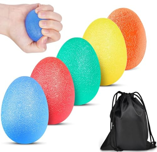 Juego de bolas de entrenamiento para la mano – Pelotas antiestrés para terapia de manos – Entrenamiento de dedos – Fortalecimiento del agarre – Alivia el estrés (5 piezas)