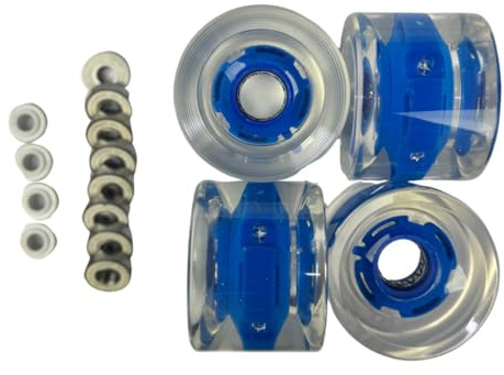 GHOST BOARDS 70mm LED Longboard Wheels - Light Up Wheels for Longboards with ABEC-7 Bearings for Smooth Ride- Bright Skate Wheels Grip Any Surface- Raise Your Ride with Flashy Skate Wheels - Blue
