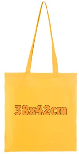 Cottonbagjoe (10, 25, 100, 250 paquetes de bolsas de algodón para pintar, con dos asas largas, 38 x 42 cm, bolsa de yute, bolsa de carnaval, amarillo, 10 unidades