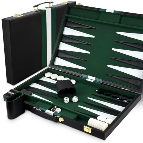 Lohofrnny Set Backgammon, Set di Backgammon Classico per 2 Giocatori, Gioco di Strategia da Viaggio Portatile (18 pollici, Verde)