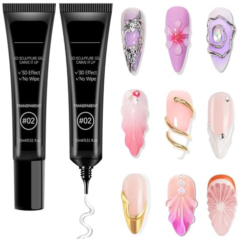 Gel Colla per Unghie 15ml - Colla Gel per Tip UV, Costruttore Modellante per Nail Art 3D, Solid Nail Glue per Strass e Decorazioni