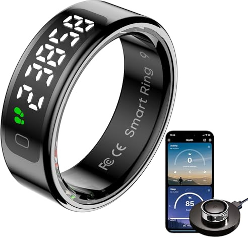 Bague intelligente avec affichage du sommeil, moniteur de fréquence cardiaque, d'oxygène dans le sang, compteur de doigts, contrôle des gestes, compteur de pas, calories, étanche, santé, fitness
