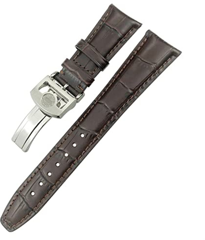 21mm 22mm Curved End äkta ko läderklocka Byte för Portugieser Pilot's Watches Folding Buckle Watch Strap/Brown 2/22mm