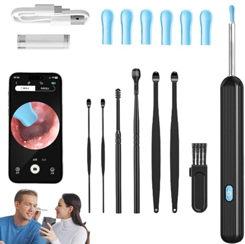 earo vision 1.0 - hygiène auditive révolutionnée à vie,earo vision auditive,ear wax removal kit,ear cleaner,cure oreille camera,Pro Ear Cleaner Kit 8-Piece Set,Wi-Fi Visible Wax Elimination Spoon-B