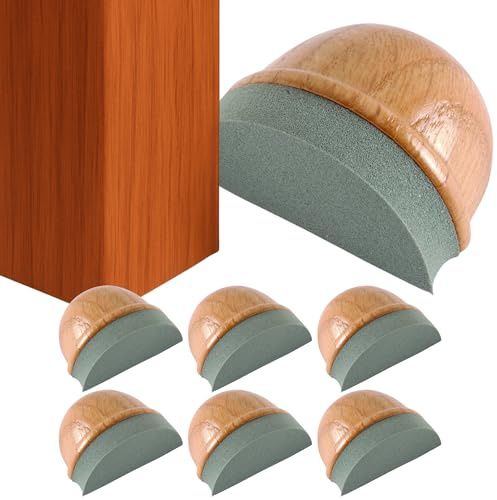 BRINOX Pack 6 Topes de Puerta para Suelo | Tope Puerta Adhesivo de Madera Roble | Topes Autoadhesivos con Espuma Amortiguadora | Diseño Elegante y Discreto
