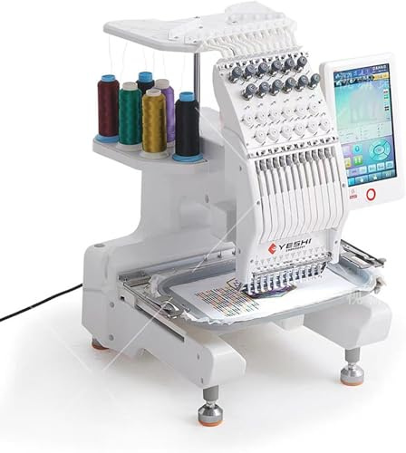 Máquina De Bordar Comercial, Máquina De Bordar Computarizada De Una Sola Cabeza De 12 Agujas con Pantalla LCD, área De Bordado Grande De 20 * 30 Cm Y Velocidad De 1000 RPM/Min, Trucos De
