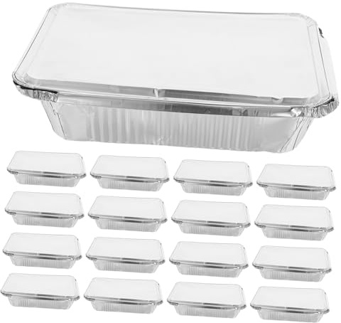 Hemobllo 25 Piezas Bandejas Aluminio con Tapa Resistente al Calor y Frío para Hornear y Asar Desechables para Catering Barbacoa Camping y Comida para Llevar