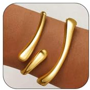 OuryTech Guldarmband, armband guld och manschett guld, 14K guldpläterat tjockt vridet manschettarmbandsset, vattentäta guldsmycken för kvinnor