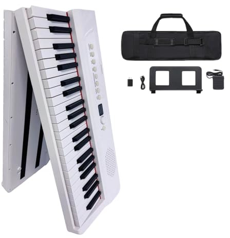 Bärbart Piano Hopfällbart Digitalpiano Keyboard För Hemmaövning Keyboard För Vuxna, Piano För Sång Piano För Nybörjare Och Bärbar Med Stativ(White)