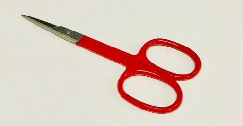 Mini Red Straight Scissors, 3.5 Inch, Stainless Steel Blades, for Beading, Embroidery, Crafts, Manicure, Pedicure, Sewing