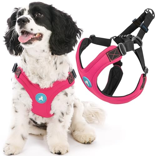 Gooby Escape Free Sport Harness - Pink, Large - No Choke Step-in Patented Neoprene Small Dog Harness with Four-Point Adjustment - Perfect on The Go Dog Harness for Medium Dogs No Pull and Small Dogs