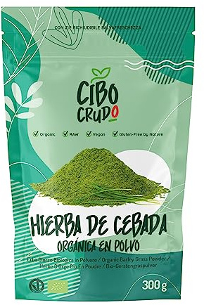 Erba d'Orzo Bio in Polvere Cruda - 300g. Barley Grass Powder o Green Magma. Ricca di Clorofilla. Fonte di Vitamine Minerali Potassio Calcio e Ferro.