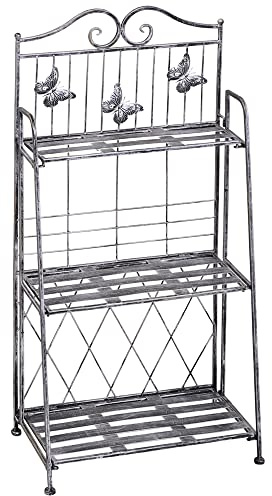 Fioriera 3 Ripiani Pieghevole Porta Piante Esterno 44x25x96 cm Argento