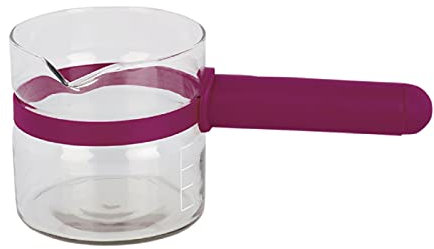 LifeStyle - Cazo vidrio templado con mango para microondas 360 ml color granate apto para lavavajillas