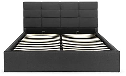 AVANTI TRENDSTORE, Calabria, Letto imbottito con contenitore idraulico con doghe in colore antracite misure 180x200cm