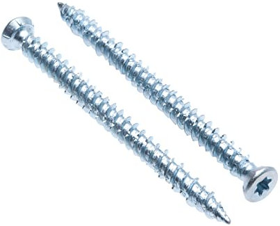 Schrauben für Rahmen aus Beton, Kopf Torx TX 30 und selbstschneidendes Gewinde aus gehärtetem Stahl, verzinkt, konkrete Schrauben (100 Stück) Größe 7,5 mm x 112 mm