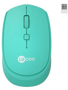 Lenovo Lecoo WS202 1200DPI 4 tangenter 3 miljoner klick höger och vänsterhänt kompatibel med Windows, Linux, Mac 10 m användningsavstånd kontor, affärskompakt trådlös optisk mus turkos