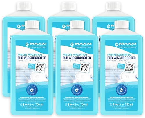Maxxi Clean 6 x 750 ml Reinigungsmittel für Saugroboter mit Wischfunktion I Konzentrat mit Frische Duft I Universalreiniger für Fliesen, Laminat, Parkett I kompatibel mit gängigen Herstellern