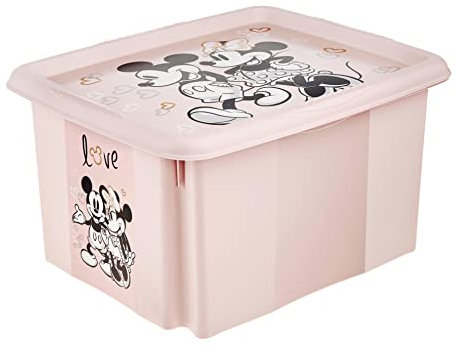 keeeper Minnie Maus Aufbewahrungsbox mit Deckel, Dreh- und stapelbar, Für Kinder, 24 l, Karolina, Nordic Pink