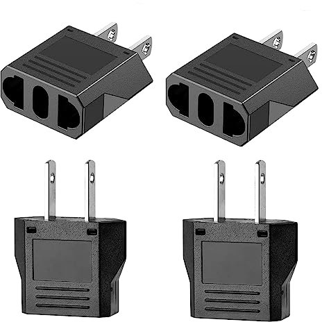 Oliveria 4 Piezas Adaptador Enchufe Europeo a Americano, Adaptador Enchufe Americano a Español, Adaptador Enchufe Americano para Europa/USA/US/China/Japón/Canadá/México/Acerca
