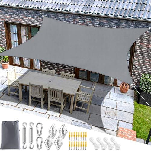 Sun Shade Sail for Garden, 2x3m Rectangle Sail Shade with Accessories