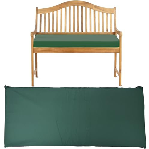 Brillars Garden Bench Cushion Two Seater Water-Resistant Seat Pad Outdoor/Indoor for Patio Swing Furniture Kitchen or Dining Comfortable Thick Foam Padded Cushions Only 108cm Wide (Dark Green)