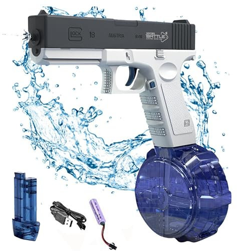 AEROXYA Electric Water Pistol Guns for Adults & Kids | Up to 32 FT Range with our Super One-Button Water Sprayer Squirt Guns - 434CC+58CC Water Blaster for Summer Pool & Beach Party Toys Blue