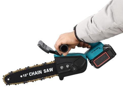 SICHENSH 10 Zoll Akku Kettensäge, 1200W Einhand Kettensäge, Bürstenlose Mini Kettensäge mit Bürstenloser Motor, Bürstenlose Kettensäge Elektro für Gartenbäumen Astschere Holzschneiden, 3500r/min