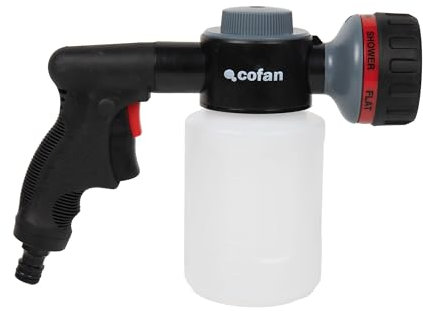 Cofan Pistola per irrigazione con 6 Posizioni Regolabili 25x9x17,5 cm e Serbatoio Dispenser per Sapone da 500 ml