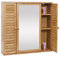 Mendler Spiegelschrank HWC-B18AM, Badspiegelschrank Hängeschrank, 3 Regalböden 3 Türen Bambus Spiegel 60x60x15cm