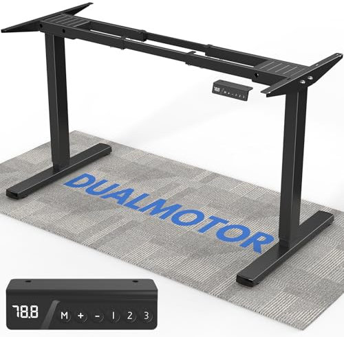 Xyndyx höhenverstellbarer Schreibtisch Gestell mit 2 starken Motoren, tischgestell höhenverstellbar elektrisher mit 3 Memory-Steuerung und Kollisionschutz Funktion, Schwarz