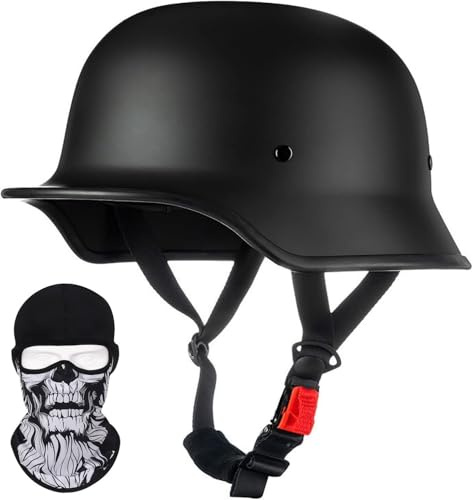 STTTBD Retro tysk stil motorcykel halvhjälm retro halvskal hjälm med DOT/ECE-godkänd vintage öppen hjälm jethjälm för män och kvinnor cykelkryssare hackare mopped scooter A, M = 54-57 cm