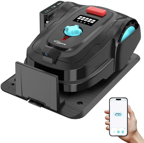 YARDCARE M800Plus Robot Tagliaerba senza filo Perimetrale, Max 800m², Posizionamento GPS+Navigazione con Visione AI, Retour Station de Recharge+APP, Taglio forma U, Evitamento Accurato Degli Ostacoli