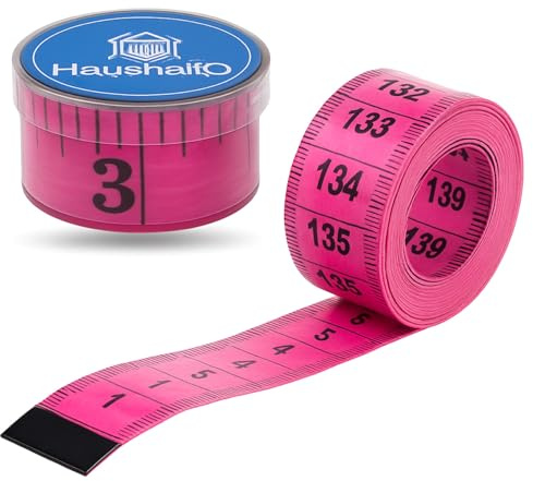 2 in 1 - Maßband 150 cm - Präzises Messen - Schneidermaßband cm + INCH Massband - Aufbwahrungsbox (Pink)