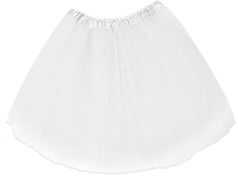 Gonne Tulle Bianco, Gonne in Tulle Elastico Gonna Tulle, Gonnes di Tulles Donna Bambina, Gonne Tutù, Gonnes Tulles Halloween, Tutu Ballerina per Carnevale, Halloween Feste, Spettacolo Danza (Bianco)