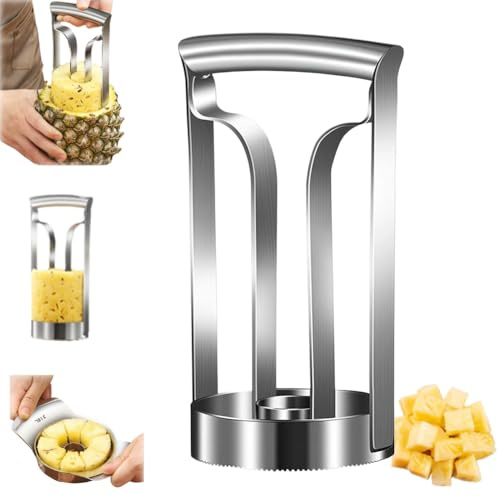 Pineapple Corer Slicer,Large Stainless Steel Pineapple Corer Peeler,Pineapple Cutter Fruit Tool Easy Kitchen Tool,Stainless Steel Fruit Peeler Corer Slicer Cutter With Sharp Blade