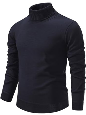 Maglione Invernali Collo Alto, Lavorato a Maglia da Uomo Slim Fit Winter Basic Caldo Pullover in Maglia Felpato Maglioncino Dolcevita Uomo Maglia-Lupetto Uomo Maglione Norvegese Uomo Golfino