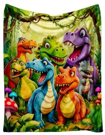 WJnflQN Coperta per bambini con dinosauro, lavabile in lavatrice, morbida coperta con dinosauro, per camera da letto estiva e invernale, casa, camera da letto, Natale, compleanno