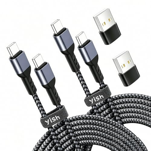 YISH Cavo USB C to USB C 65W：[2M+2M] PD3.0 Cavo USB Type C to Type C Ricarica Rapida Nylon Intrecciato Cavo Tipo C-C Filo Caricatore Compatibile con iPhone 17 16 15 Samsung S26 S25 S24 iPad MacBook