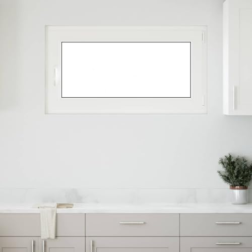Nqyjm Ventana de sótano RISOR 110 x 70 cm PVC y cristal blanco con asas que se puede abrir, girar e inclinar, para cocina, sótano y cobertizo de jardín