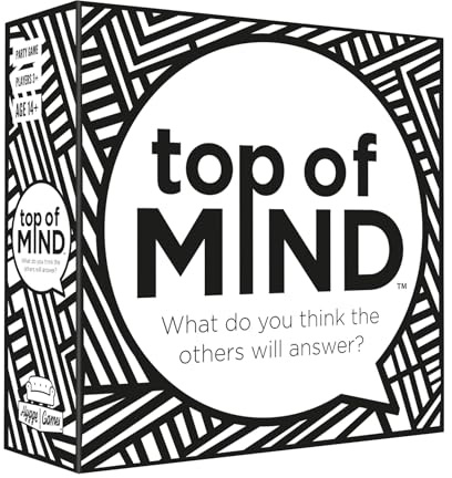 Hygge Games Top of Mind - ¿Qué Crees Que responderán los demás? - Juego Familiar, Blanco y Negro, tamaño de la Caja: 5.7 x 5.7 x 1.8 Pulgadas