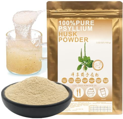 Plant Gift 100% Pure Natural Plant Psyllium Husk Powder Gomma di guar organica, keto lievito in polvere, polvere di sostituzione del pasto, fibra di psillio in polvere, fibra alimentare 100g/3.52oz