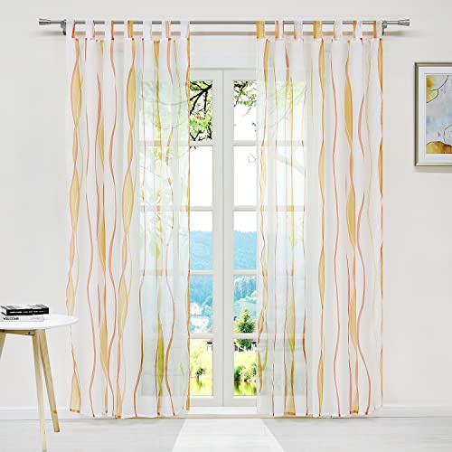 ESLIR Gardiner med öglor gardiner gardiner voile orange 140 x 145