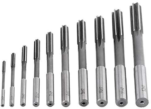 Machine milling reamer Metric Chucking Reamer Set, 10pcs HSS H7 Straight Flute Reamer Machine Cutter 3/4/5/6/7/8/9/10/11/12mm