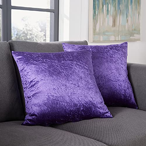 Luxurious Crushed Velvet Cushion Covers - Crafted For Plush Comfort, These Soft, Plain Covers with Filler- Effortlessly With the Perfect Blend of Luxury and Cozinessr (Purple, (45cm x 45cm) 1PC))
