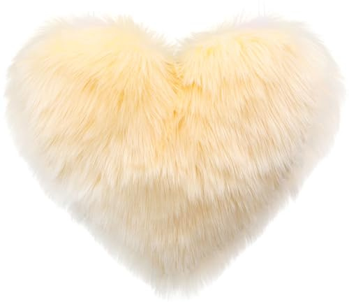 Uposao Cuscino Forma Di Cuore Morbido Soffice Casa Peloso Finta Pelliccia Cuscino Del Divano Cuscino In Peluche Per La Decorazione Della Stanza Della Camera Da Letto Di Casa, 40 x 50 Cm