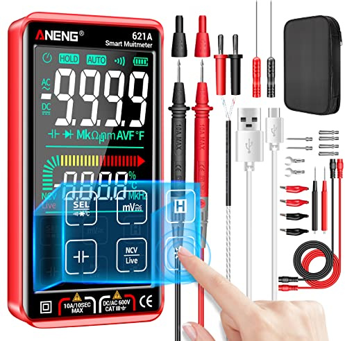 ANENG 621A Multimeter Digital Tester Smart Touch Wiederaufladbarer Ohm Voltmeter Auto Ranging TRMS 9999 Counts mit NCV,Gleich/Wechsel strom,AC/DC Spannung,Widerstand,Dioden,Durchgangsprüfung,Kapazität