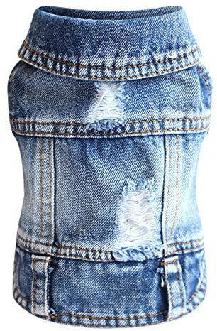 Giacca di jeans per cani di piccola e media taglia – Camicia per gatti traspirante, gilet primavera, moda, abbigliamento – Cool per barboncini giocattolo in estate