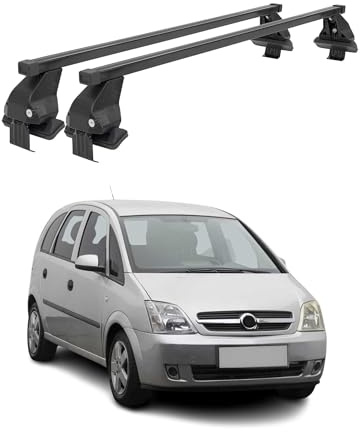 OMAC Barre Portapacchi Trasversali in Acciaio per Opel Meriva I 2003-2010 – Antifurto Incluso – Testato City Crash – DIN 75302:2019 – ISO/PAS 11154:2006 – Carico Massimo 50 kg Nero